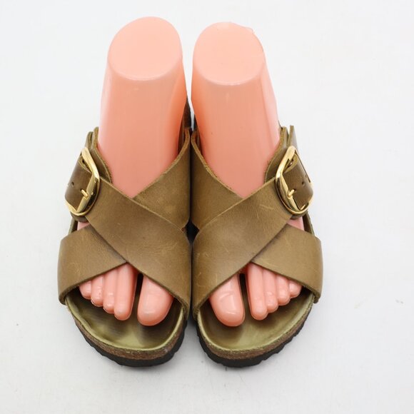 Birkenstock Siena Big Buckle Olive Green Leather Women's Size EU 37 US 6 Sandals - Picture 4 of 9